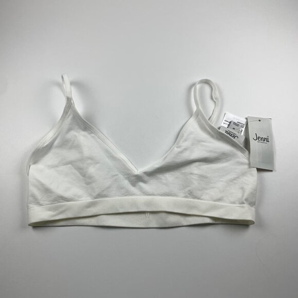 Jenni Women's Light Support Low Scoop Neck White Pullover Bralette Size M NWT‎ - Picture 1 of 7
